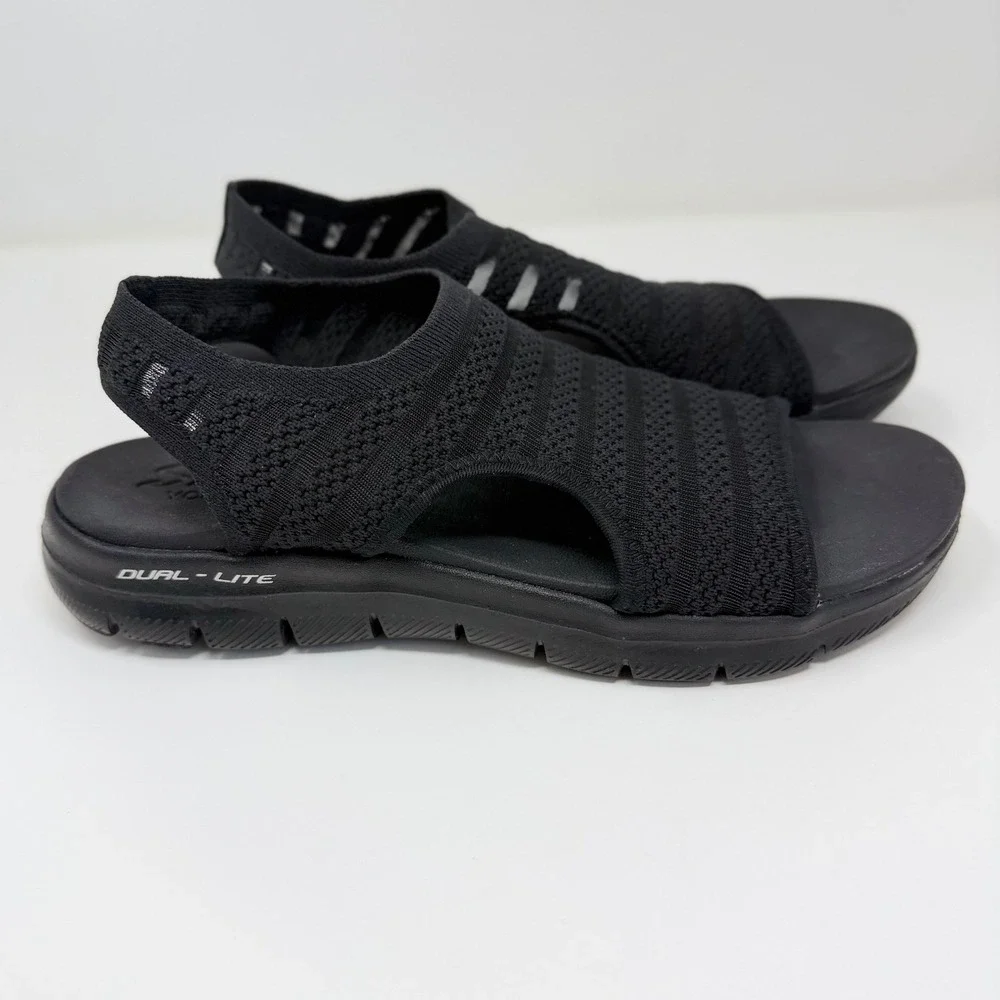 Skechers Cali Flex Appeal Women's 9 Black Yoga Foam Dual-Lite Slingback Sandals